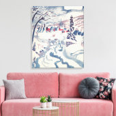 ヴィンテージクリスマスウィンタービレッジ雪景色 キャンバスプリント (インサイチュ (リビング))