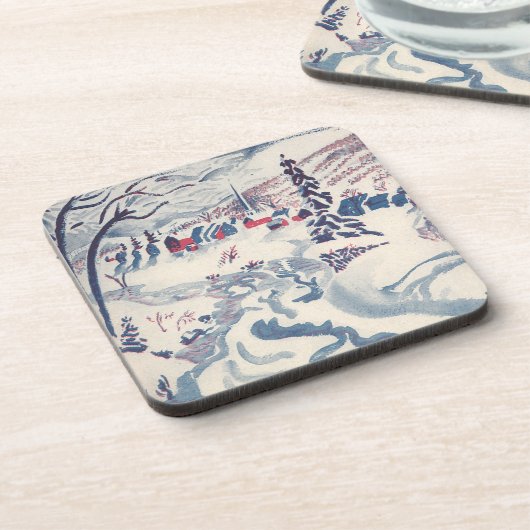 ヴィンテージクリスマスウィンタービレッジ雪景色 コースター (左側)