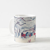 ヴィンテージクリスマスウィンタービレッジ雪景色 コーヒーマグカップ (正面左)