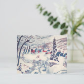 ヴィンテージクリスマスウィンタービレッジ雪景色 シーズンポストカード (スタンド正面)