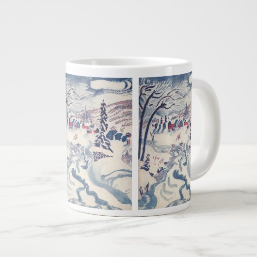 ヴィンテージクリスマスウィンタービレッジ雪景色 ジャンボコーヒーマグカップ (正面右)