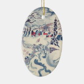 ヴィンテージクリスマスウィンタービレッジ雪景色 セラミックオーナメント (右)