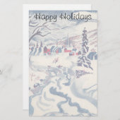ヴィンテージクリスマスウィンタービレッジ雪景色 便箋 (正面/裏面)