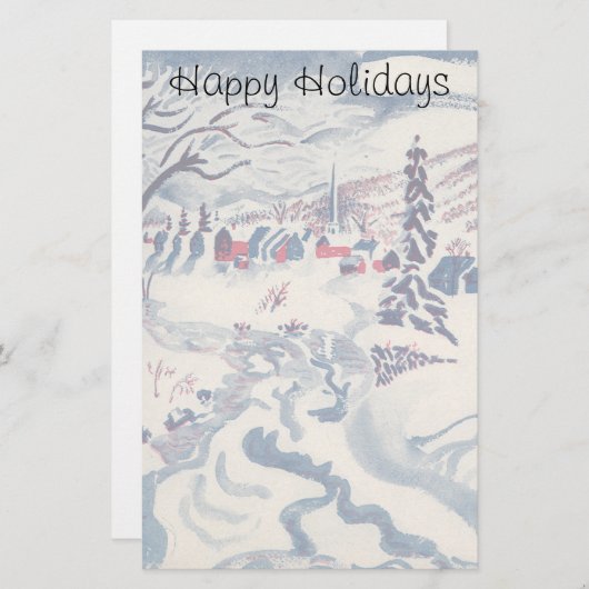 ヴィンテージクリスマスウィンタービレッジ雪景色 便箋 (正面/裏面)