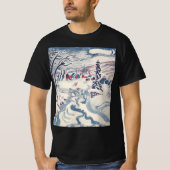 ヴィンテージクリスマスウィンタービレッジ雪景色 Tシャツ (正面)
