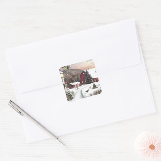 ヴィンテージクリスマスウィンターファーム スクエアシール (封筒)