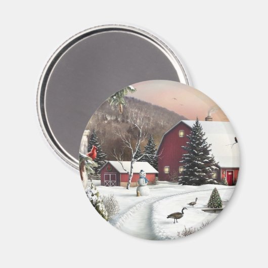 ヴィンテージクリスマスウィンターファーム マグネット (正面/裏面)