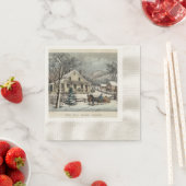 ヴィンテージクリスマスウィンターホリデー紙ナプキンス 縁ありカクテルナプキン (インサイチュ)