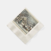 ヴィンテージクリスマスウィンターホリデー紙ナプキンス 縁ありカクテルナプキン (角)