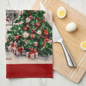 ヴィンテージクリスマスウィンドウキッチンタオル キッチンタオル (四つ折り)