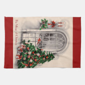 ヴィンテージクリスマスウィンドウキッチンタオル キッチンタオル (横)