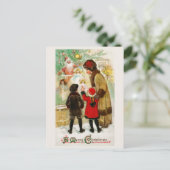 ヴィンテージクリスマスウィンドウショッピング ポストカード (スタンド正面)