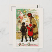 ヴィンテージクリスマスウィンドウショッピング ポストカード (正面/裏面)