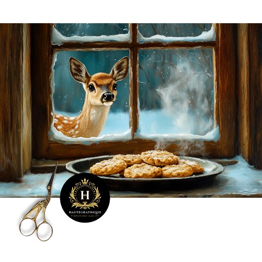 ヴィンテージクリスマスウィンドウディアシーンの切り離し 薄葉紙