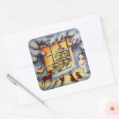 ヴィンテージクリスマスウィンドウホリデーステッカー スクエアシール (封筒)