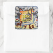 ヴィンテージクリスマスウィンドウホリデーステッカー スクエアシール (バッグ)