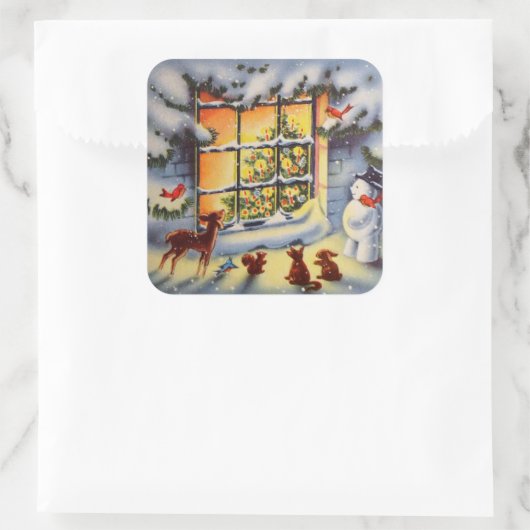 ヴィンテージクリスマスウィンドウホリデーステッカー スクエアシール (バッグ)