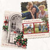 ヴィンテージクリスマスウィンドウ2サイドフラットフォトカード シーズンカード