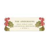 ヴィンテージクリスマスウォーターカラーホリー葉ズ ラベル (正面)