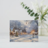 ヴィンテージクリスマスウォーター絵を描カラーのはがき ポストカード (スタンド正面)