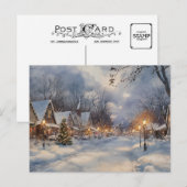 ヴィンテージクリスマスウォーター絵を描カラーのはがき ポストカード (正面/裏面)