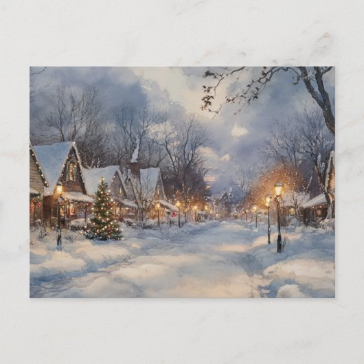 ヴィンテージクリスマスウォーター絵を描カラーのはがき ポストカード (正面)