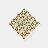 ヴィンテージクリスマスウッドランドディアサンタ雪だるま スタンダードカクテルナプキン (角)