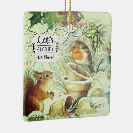 ヴィンテージクリスマスウッドランド感動的動物 セラミックオーナメント (右)