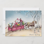 ヴィンテージクリスマスウマが馬引き シーズンカード (正面)