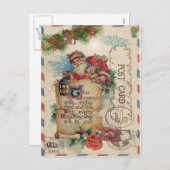 ヴィンテージクリスマスエアメールポストサンタクロース シーズンポストカード (正面/裏面)