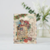 ヴィンテージクリスマスエアメールポストサンタクロース シーズンポストカード (スタンド正面)