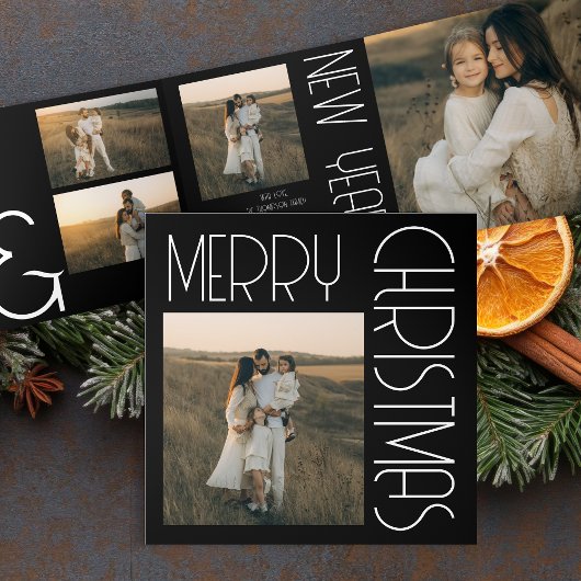 ヴィンテージクリスマスエステティックカスタマイズ白黒 三つ折りプログラム