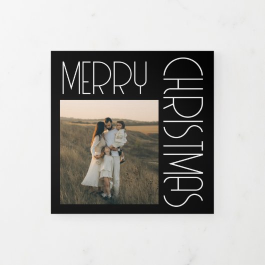 ヴィンテージクリスマスエステティックカスタマイズ白黒 三つ折りプログラム (カバー)