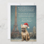ヴィンテージクリスマスエッフェルタワーフランスのブルドッグ シーズンカード (正面)