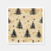 ヴィンテージクリスマスエバーグリーンパインツリーデコップページ スタンダードカクテルナプキン (正面)