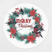 ヴィンテージクリスマスエバーグリーンロビンポインセチア ラベル (デザイン1)