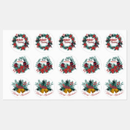 ヴィンテージクリスマスエバーグリーンロビンポインセチア ラベル