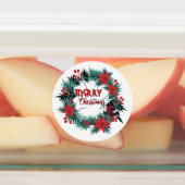 ヴィンテージクリスマスエバーグリーンロビンポインセチア ラベル (貼付)