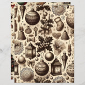 ヴィンテージクリスマスエフェメラスクラップブック紙 (正面/裏面)