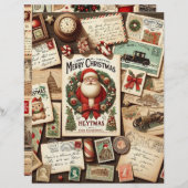 ヴィンテージクリスマスエフェメラスクラップブック紙 (正面/裏面)