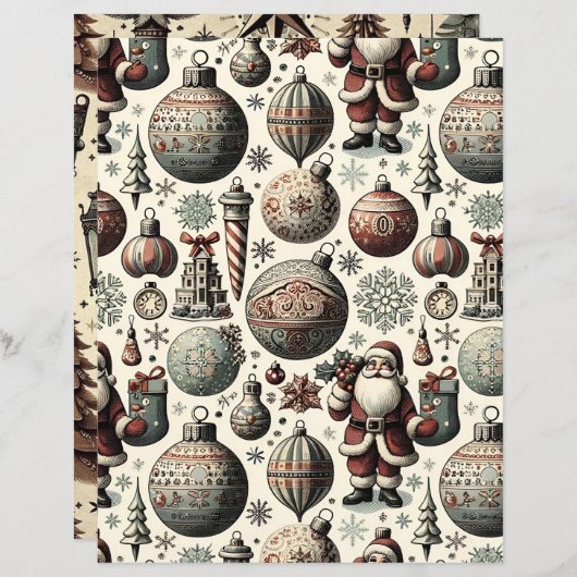 ヴィンテージクリスマスエフェメラスクラップブック紙 (正面/裏面)