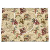 ヴィンテージクリスマスエフェメラホリー&華美文字 ラージペーパーバッグ (正面)