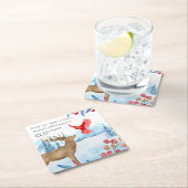 ヴィンテージクリスマスエルクレッド（鳥）ショウジョウコウカンチョウ パーソナライズされた スクエアペーパーコースター (インサイチュ)