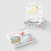 ヴィンテージクリスマスエルクレッド(鳥)ショウジョウコウカンチョウ パーソナライズされた ストーンコースター (横)