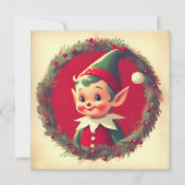 ヴィンテージクリスマスエルフレトロXmas シーズンカード (正面)