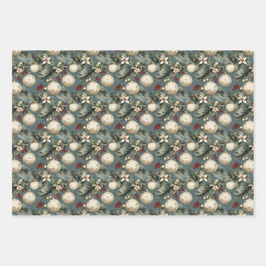 ヴィンテージクリスマスエレガンスデザイン ラッピングペーパーシート (正面2)
