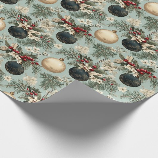 ヴィンテージクリスマスエレガンスデザイン ラッピングペーパー (角)