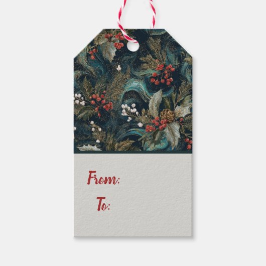 ヴィンテージクリスマスエレガントの輝き ギフトタグ (正面)