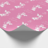 ヴィンテージクリスマスエレガントショッピングガールホワイトピンク ラッピングペーパー (角)