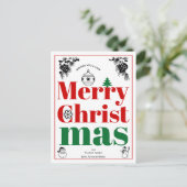 ヴィンテージクリスマスエレメンはっきりしたツタイポグラフィ シーズンポストカード (スタンド正面)